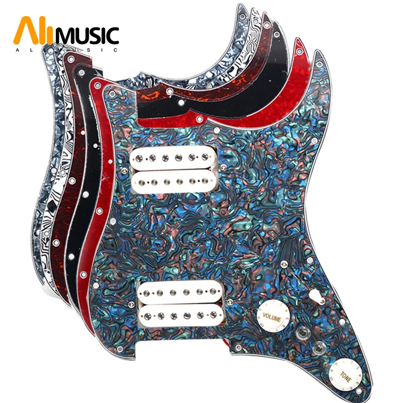 

Alnico 5 Prewired ST Pickguard Coil Splitting Pickguard HH Loaded Pickguard with Humbucker Pickups Set Multi Colour