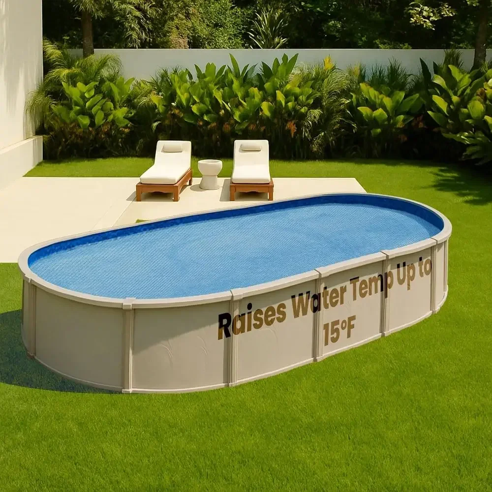 Oval 18x33 ft. 16 Mil Clear Swimming Pool Winter Cover with Debris and Water Conservation