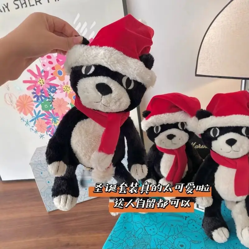 Pluszak Jellycat Lucky Cat w świątecznym stroju Świętego Mikołaja - limitowana edycja, miękka maskotka, prezent świąteczny dla dziewczyny i dzieci