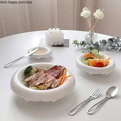 White Ceramic Dinner Plate Round Breakfast Plates Dessert Bowl Fruit Plate Salad Bowl Western Pasta Plates Snack Tray Fruit Dish