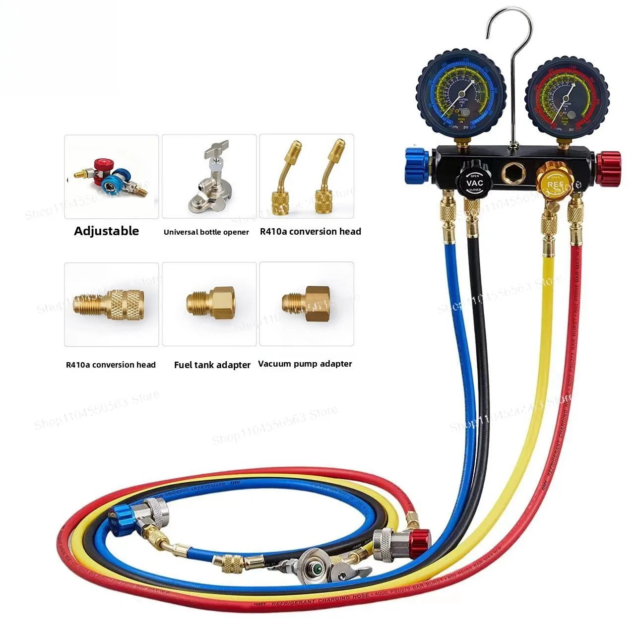 R134a Refrigerant Gauge Set, Dual Manifold Pressure Meter for Automotive AC Charging and Service Tools