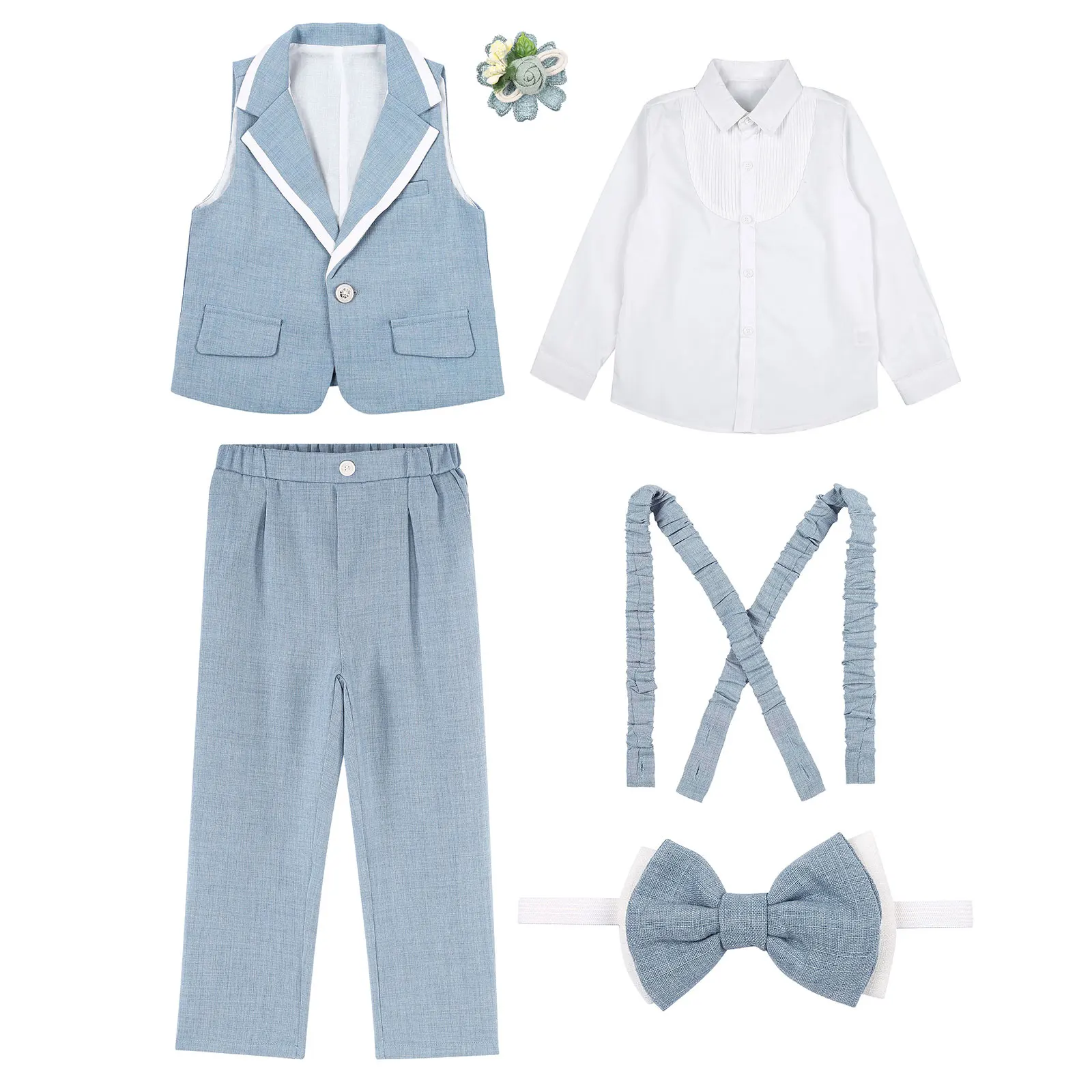 Ensembles classiques de gentleman trempés pour enfants, manches longues, style britannique, fête d'anniversaire, uniformes scolaires pour garçon, robe de baptême