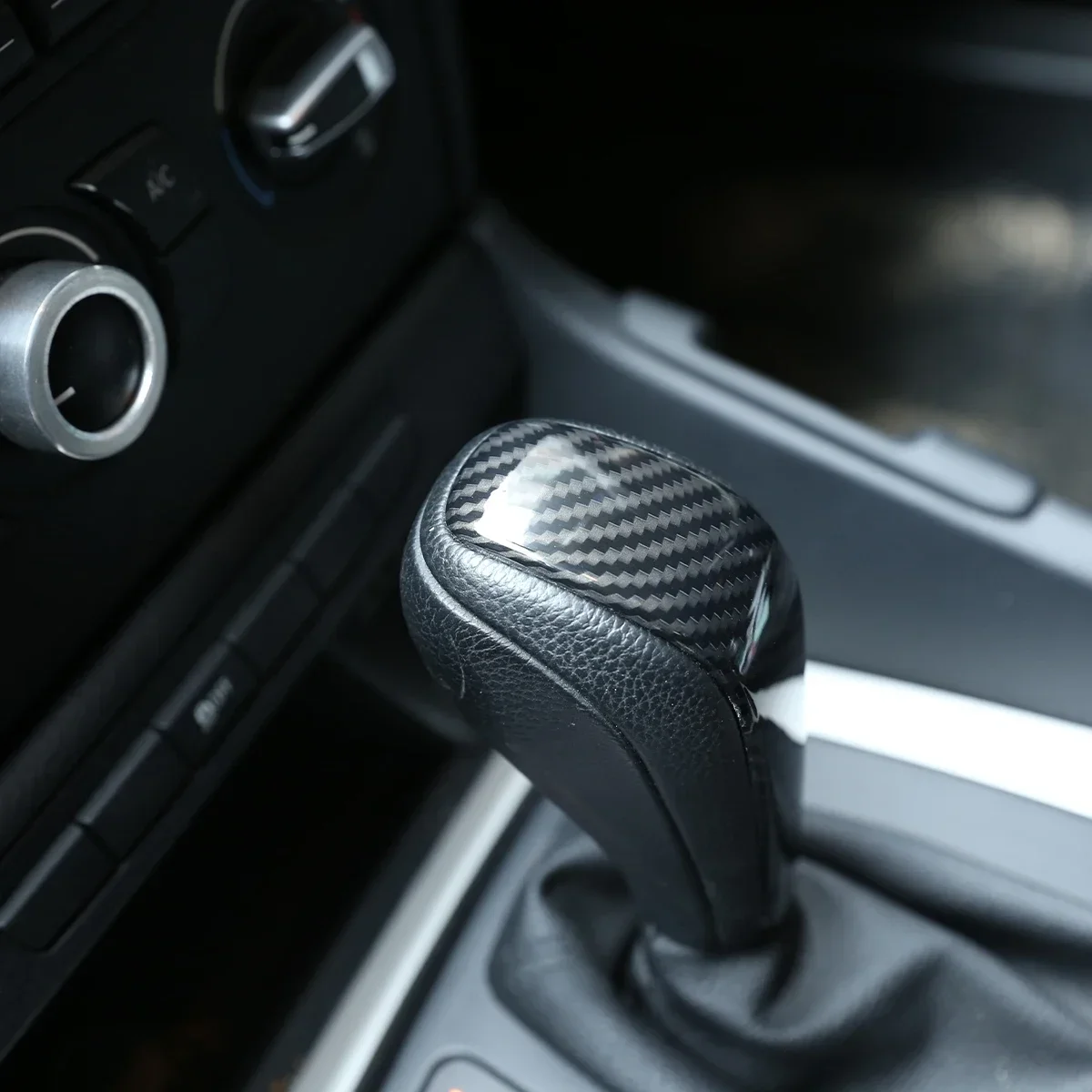For BMW 1 Series 3 Series X1 E90 E92 E93 E87 ABS Carbon Fiber Car Center Control Shift Head Patch Decoration Auto Accessories