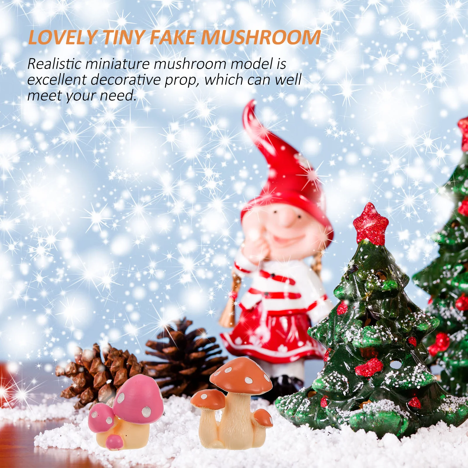 

10Pcs Fake Mushroom Cluster Creative Miniature Adornment for Home Office Garden Balcony Tabletop Decorative Scene