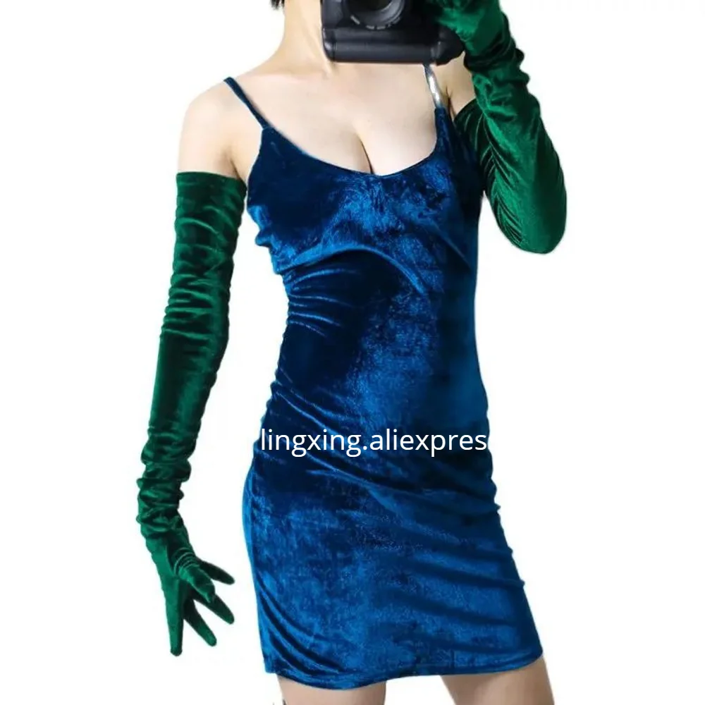 Velvet Gloves 70cm Extra Long Green Velour High Elastic Gold Velvet Women Evening Party Gloves Touch Screen Female