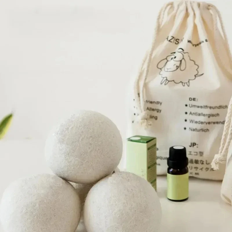1-6pcs Wool Dryer Balls Fabric Virgin Reusable Softener Laundry 2/4cm Dry Kit Ball Practical Home Washing Balls Wool Dryer Balls