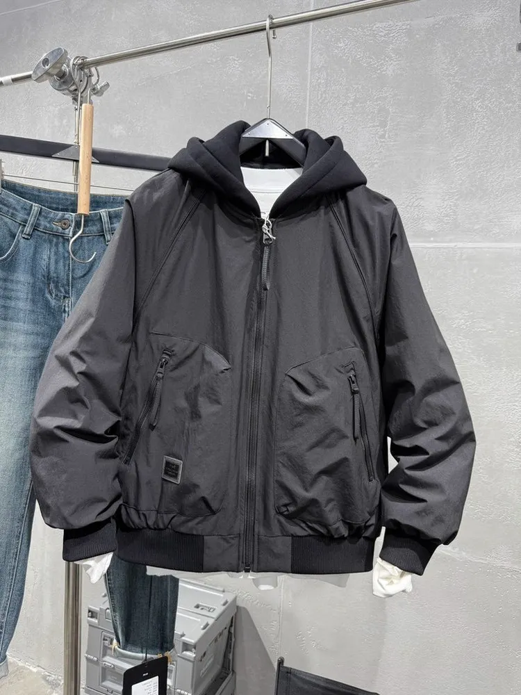 

Мужская зимняя пуховая хлопковая шапка с капюшоном, съемная шапка для улицы, теплая, морозостойкая, модная модная рабочая одежда