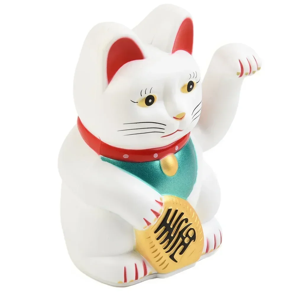 Delightful 5 Inch Waving Lucky Cat Statue Perfect for Store Displays and Home Accents Adorable Design Holding a Golden Nugget