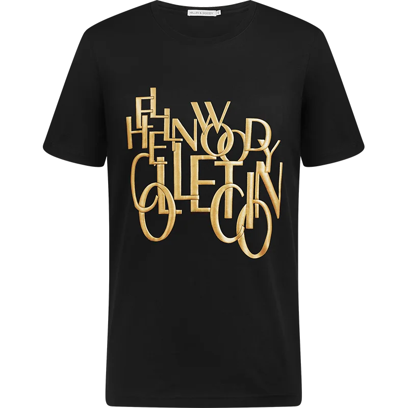 

HELLEN&WOODY Men Letter Print T-shirt Luxury Brand Logo 100% Pure Cotton Special Printing Short Sleeve Slim Fit Sport Causal