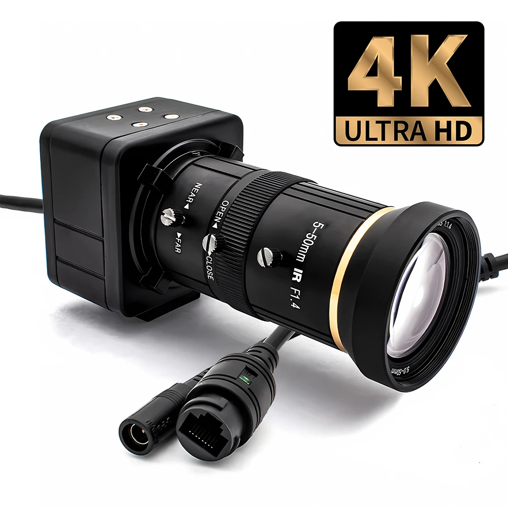 

4K 30FPS POE IP-камера с объективом CS 5-50 мм, Onvif RTSP, сетевая камера для систем промышленного машинного зрения