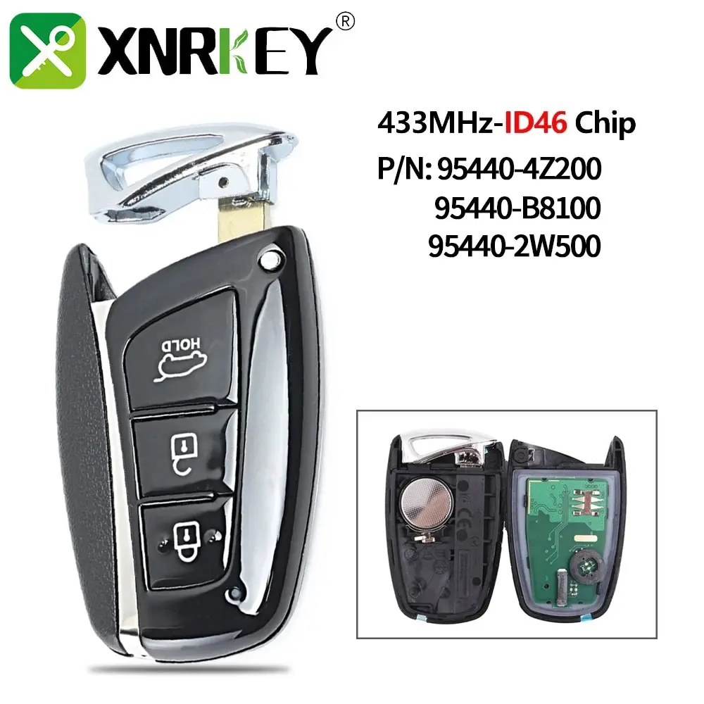 

XNRKEY 3 Button Smart Remote Key Fob For Hyundai Santa Fe 2013 2014- 2018 FCC ID: 95440-B8100 2W500 95440-4Z200 Car Key