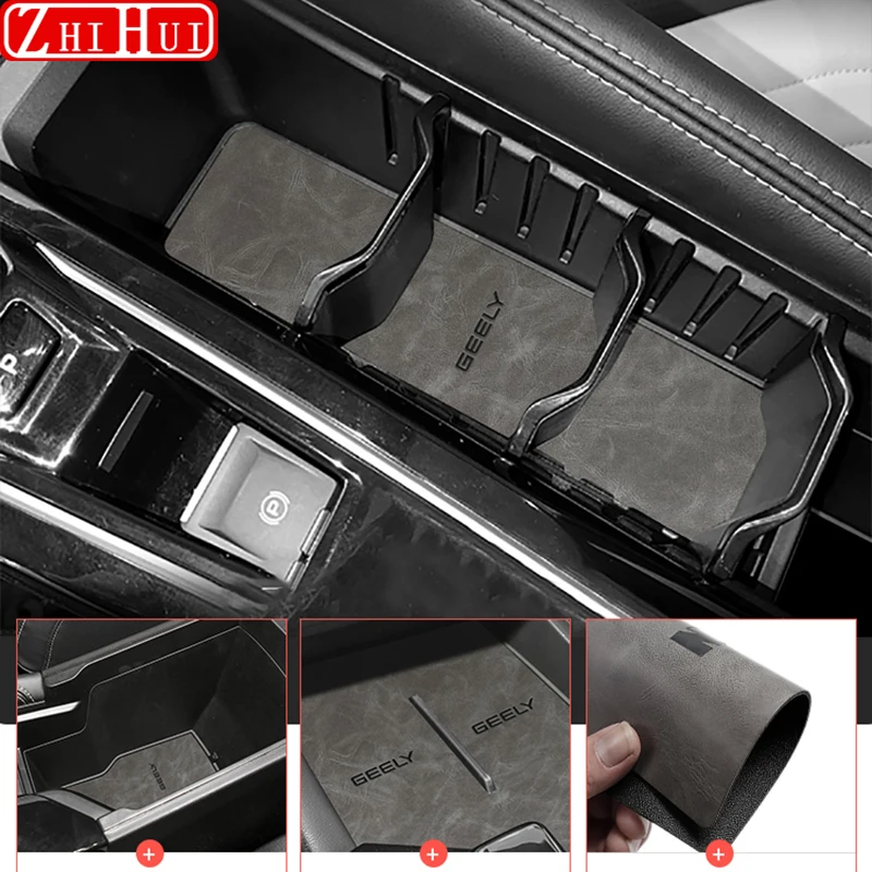 For Geely New Coolray 2024 2023 Restyling Car Styling Non-Slip Mat Door Groove Pad PU Leather Gate Slot Cup Cushion Accessories