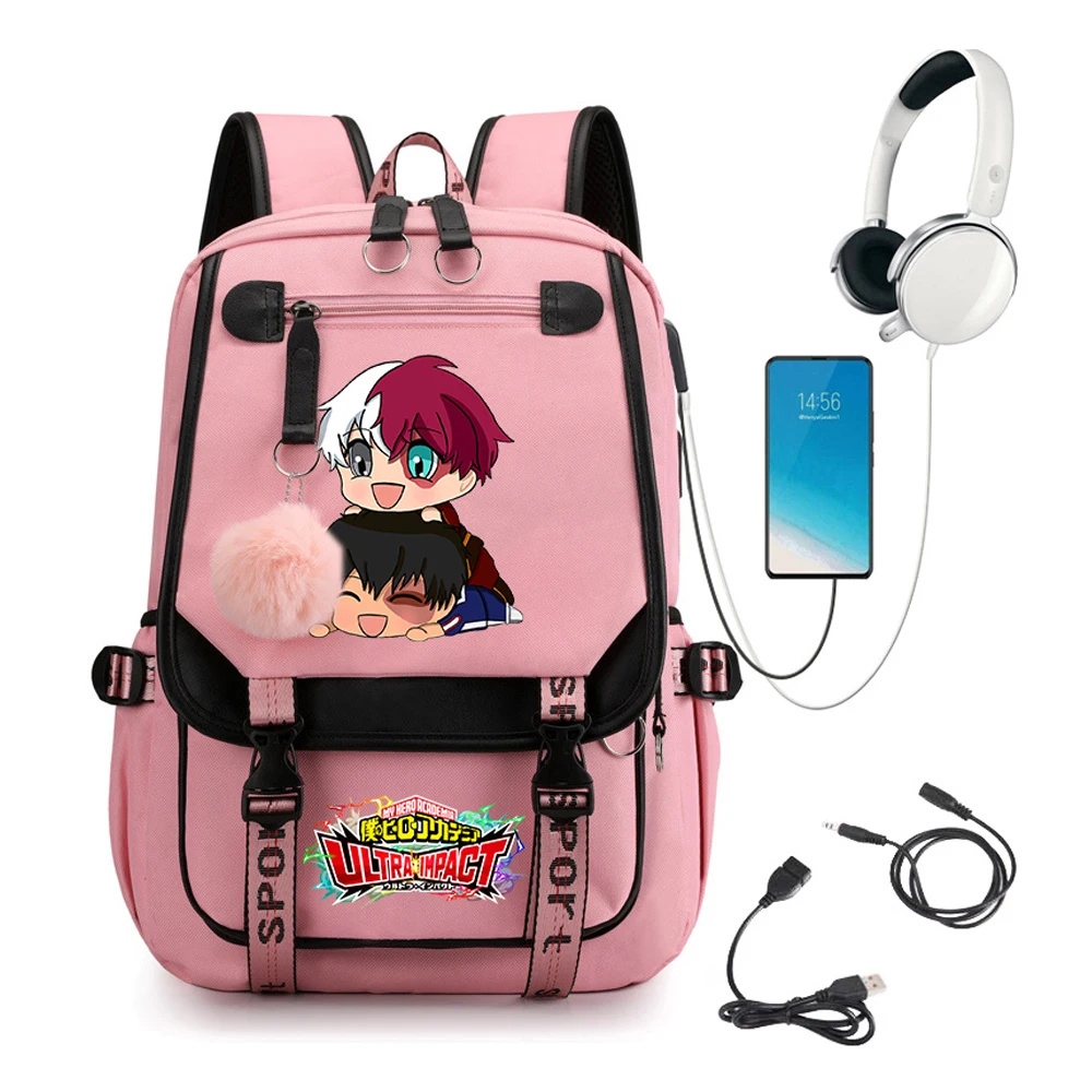 

My Hero Academia Girls School Bags Kawaii Shoto Todoroki Chibi School Backpack for Teenager Girl Boku No Hero Academia Anime Bag