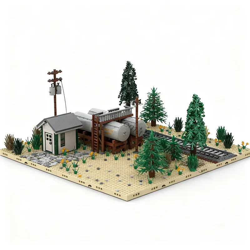 2656pcs MOC National Oil Tanks Train Model Building Blocks Architecture Toy Christmas Gifts Birthday DIY Education Kids Brick