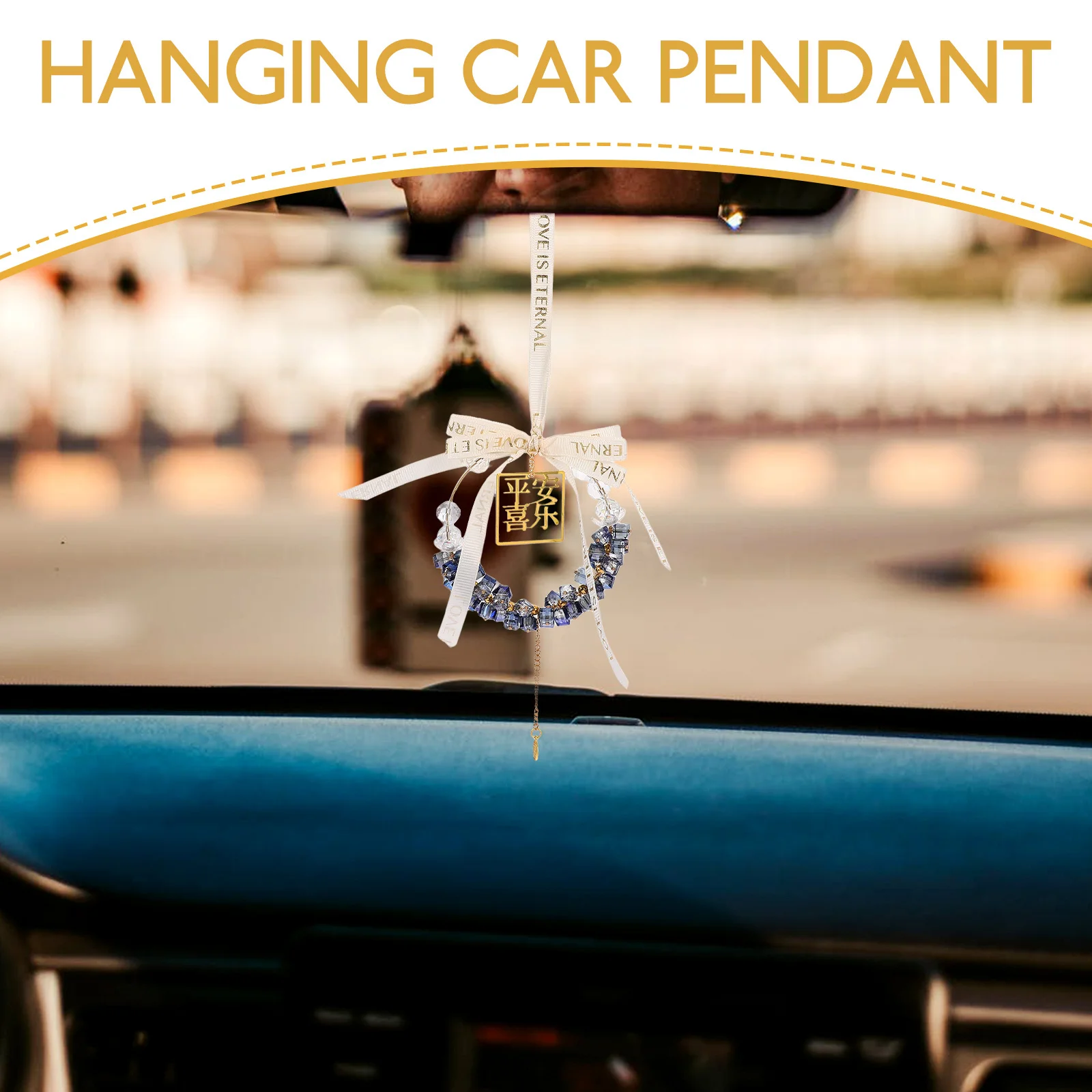 

Crystal Cube Hanging Pendant Stylish Interior Decoration Rearview Mirror Accessories Car Hanging Ornament Car Charm