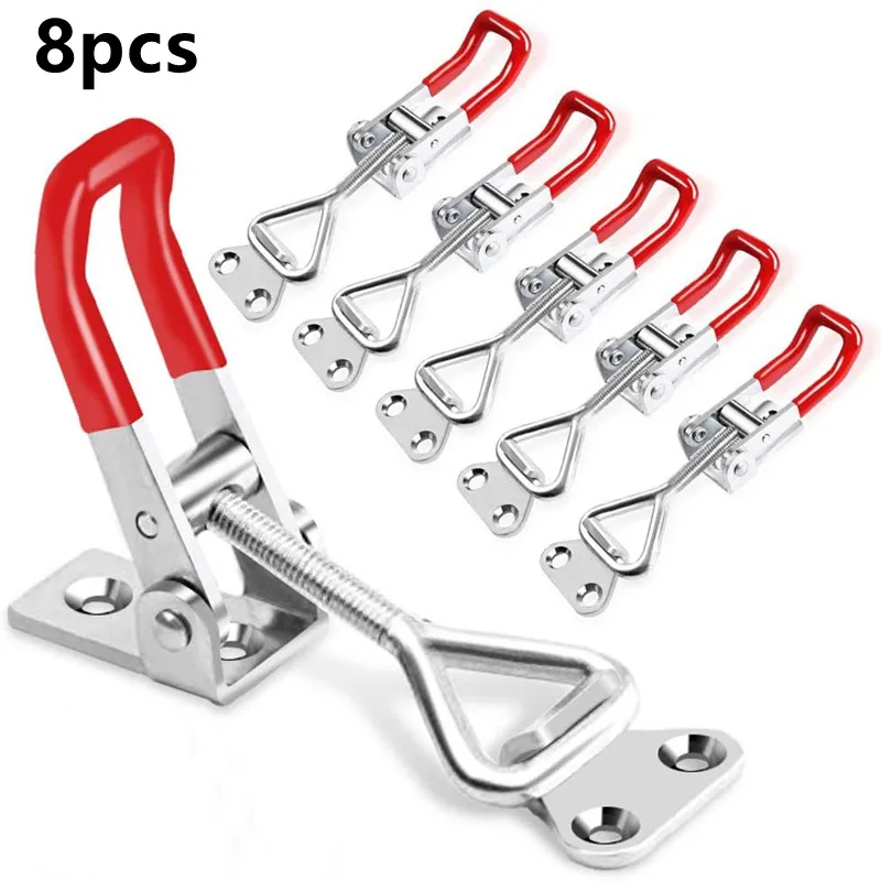 8pcs Adjustable Toolbox Case Metal Toggle Latch Catch Clasp Quick Release Clamp Anti-Slip Push Pull Toggle Clamp Tools