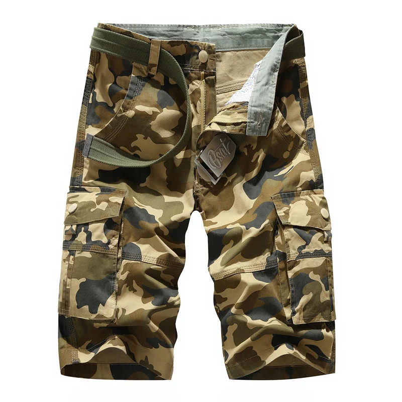 Men's Camouflage Shorts Loose Fit Youth Workwear Summer Casual Five-Quarter Pants Fashionable Brand Low Waist Straight Leg