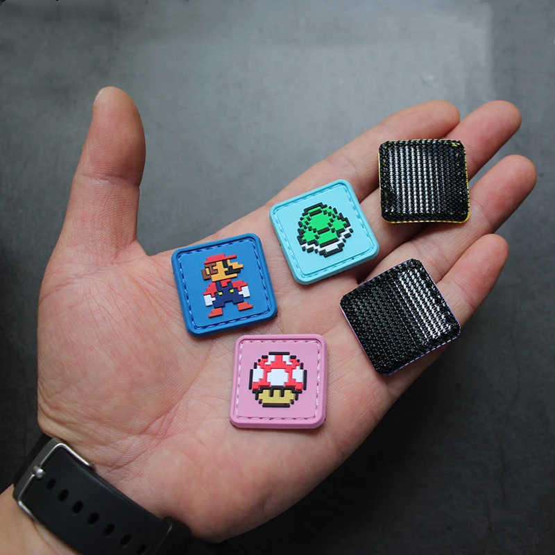 Mini Square Nostalgic Cute Pixels Super Marioo PVC Patches Tactical Game Entertainment Badge DIY For Clothing Backpack Appliqued