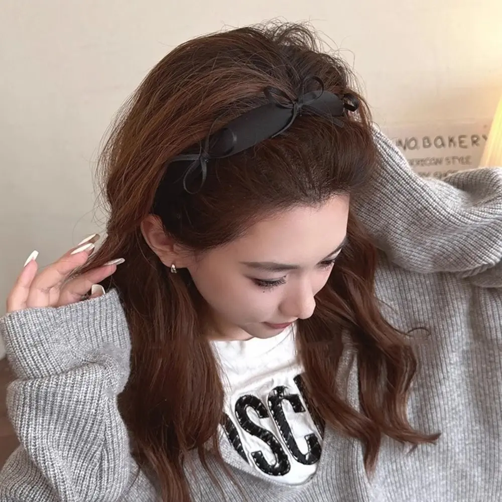 

Ins Elegant Satin Bow Headband Sweet Temperament French Style Hairband Banquet Thin Women's Hairhoop Ladies