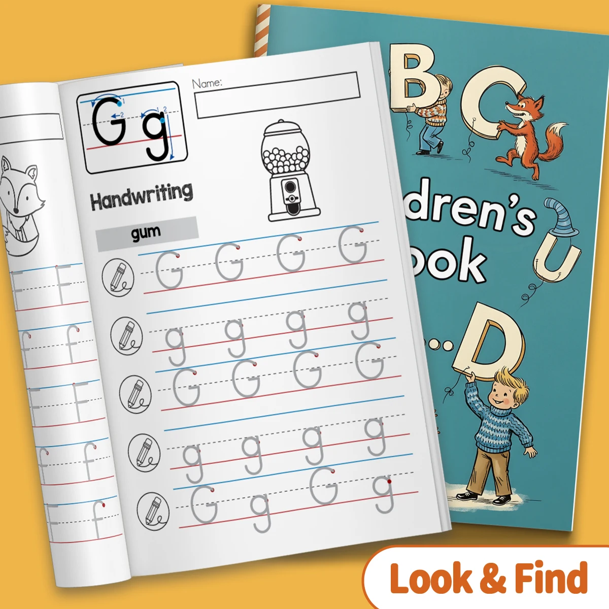 Children's alphabet coloring book, cute cartoon patterns, preschool early education workbook, boost your baby's hands-on skills