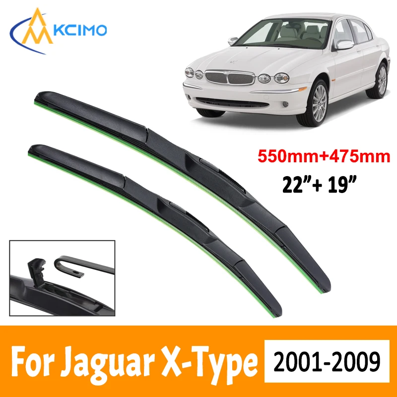 For Jaguar X-Type 2001-2009 Car Wiper Three Stage Soft Rubber Wiper Mute Durable Front Windscreen Automotive Wiper 22