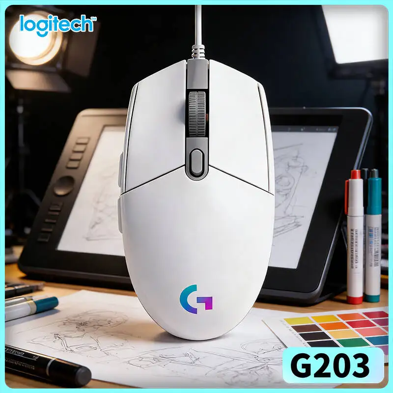 

Игровая мышь Logitech G203 с сенсором 8000 DPI, RGB-подсветкой LIGHTSYNC, 6 кнопками, легкая (85 г), 2 года гарантии, надежная мышь для ПК и ноутбуков