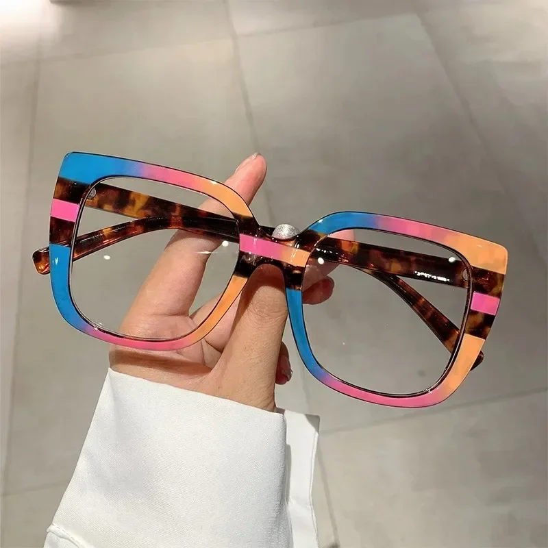 

Trendy Women Glasses Square Retro Brand Design Colourful Anti-Blue Light Glasses For Decor Daily Use Blue Light Blocking Eyeware