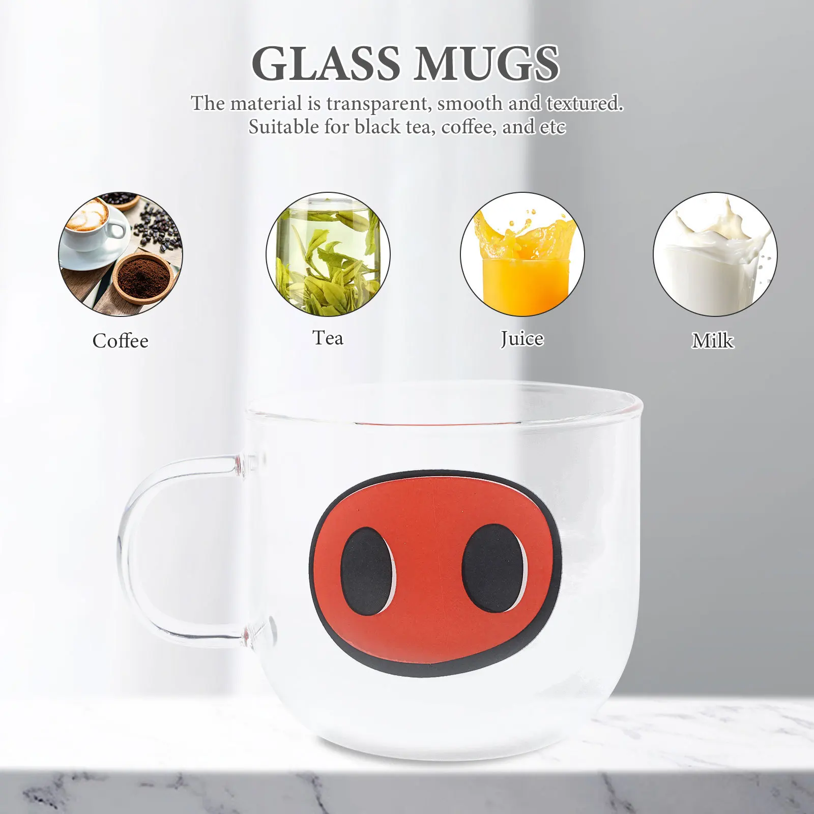 

Glass Pig Nose Mug Clear Drinking Cup Creative Cartoon Design Perfect for Coffee Cocktail Wine Bar Use