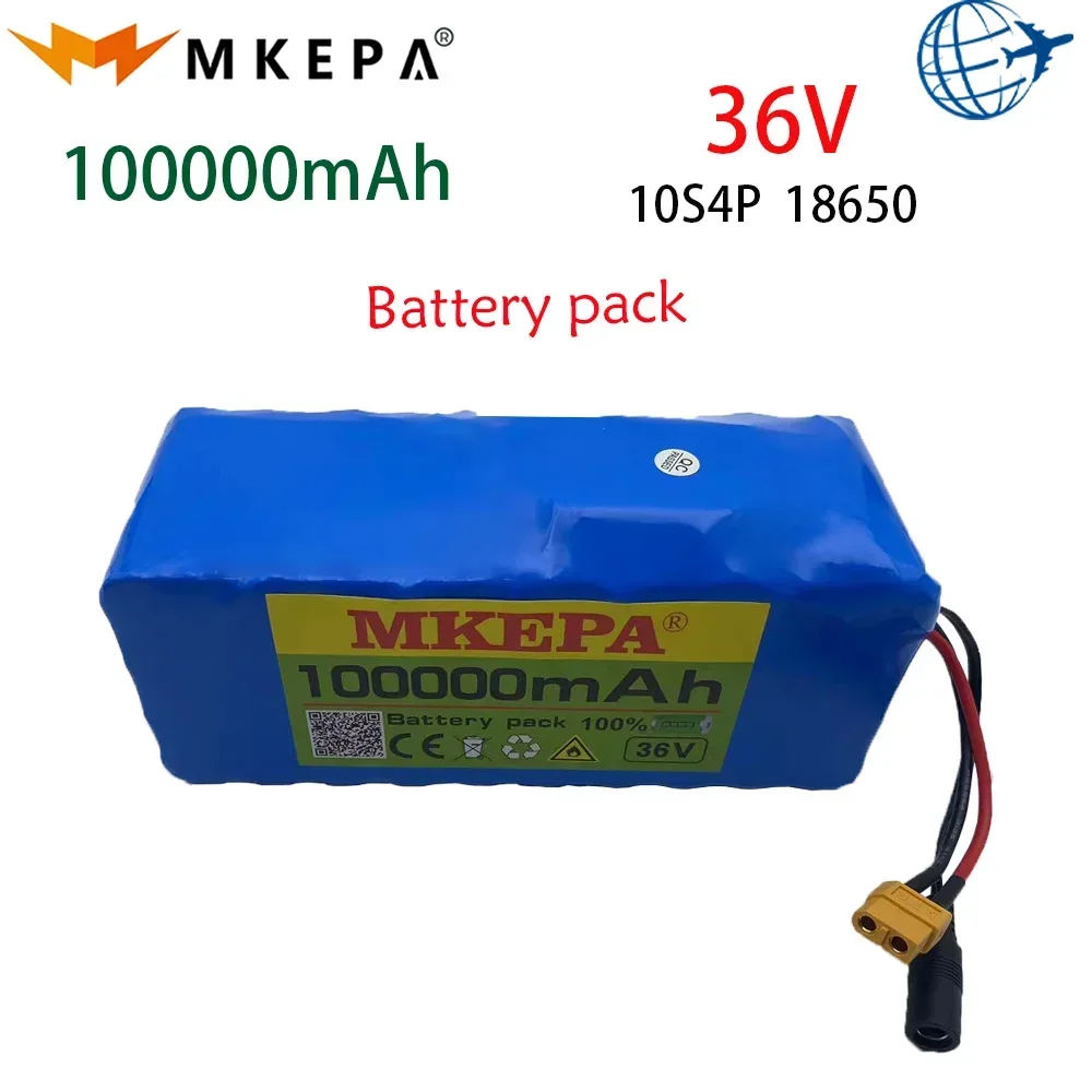 MKEPA 36V 10S4P 100Ah 100000mAh Cells 18650 42V Lithium Battery Pack