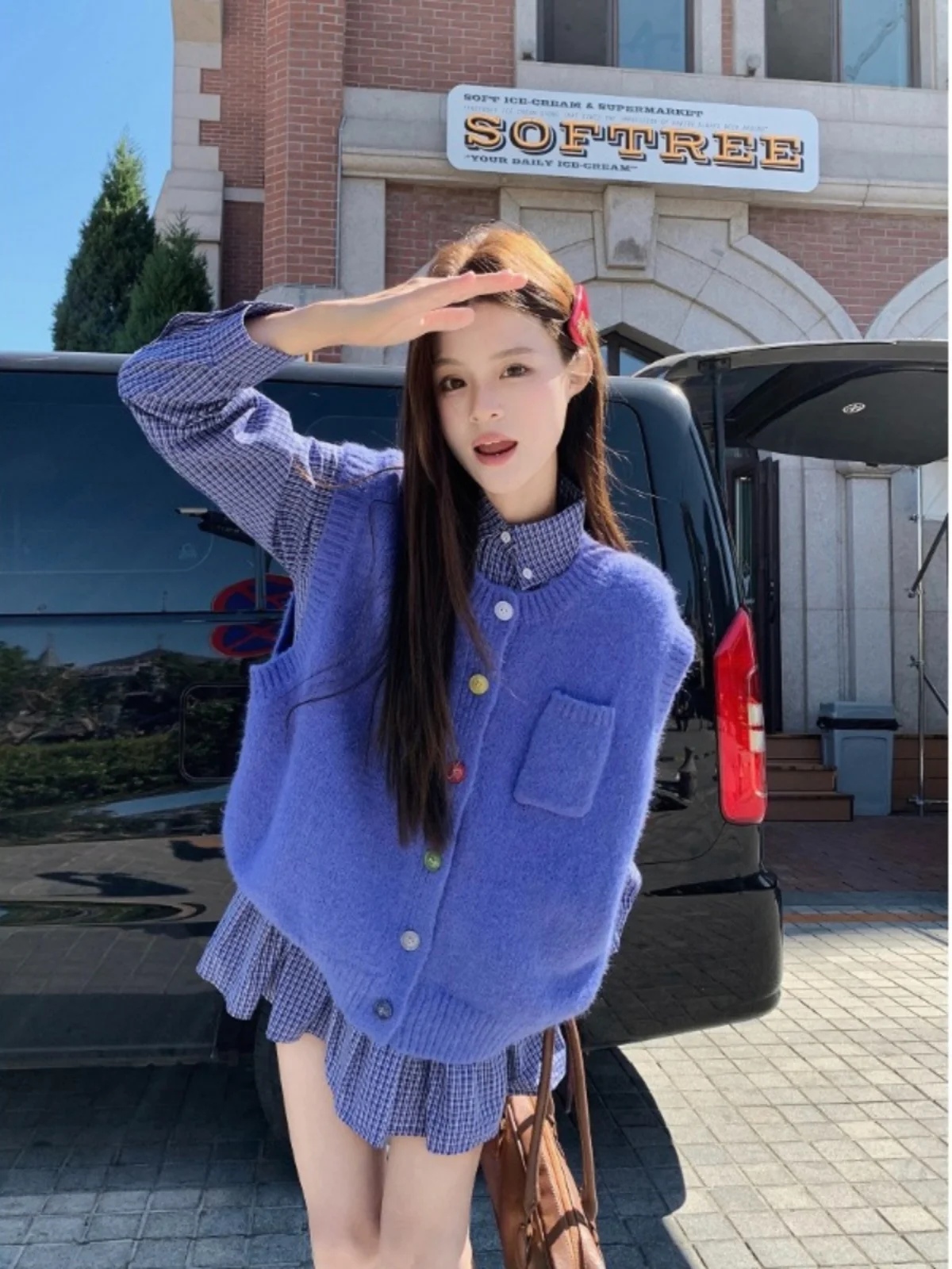 

Свитера Джемперы Жилеты Женский свитер Жилет Гранж Омбре Иншария Вязание Свободный крой Готический осенний многослойный вид Субкультура Повседневная