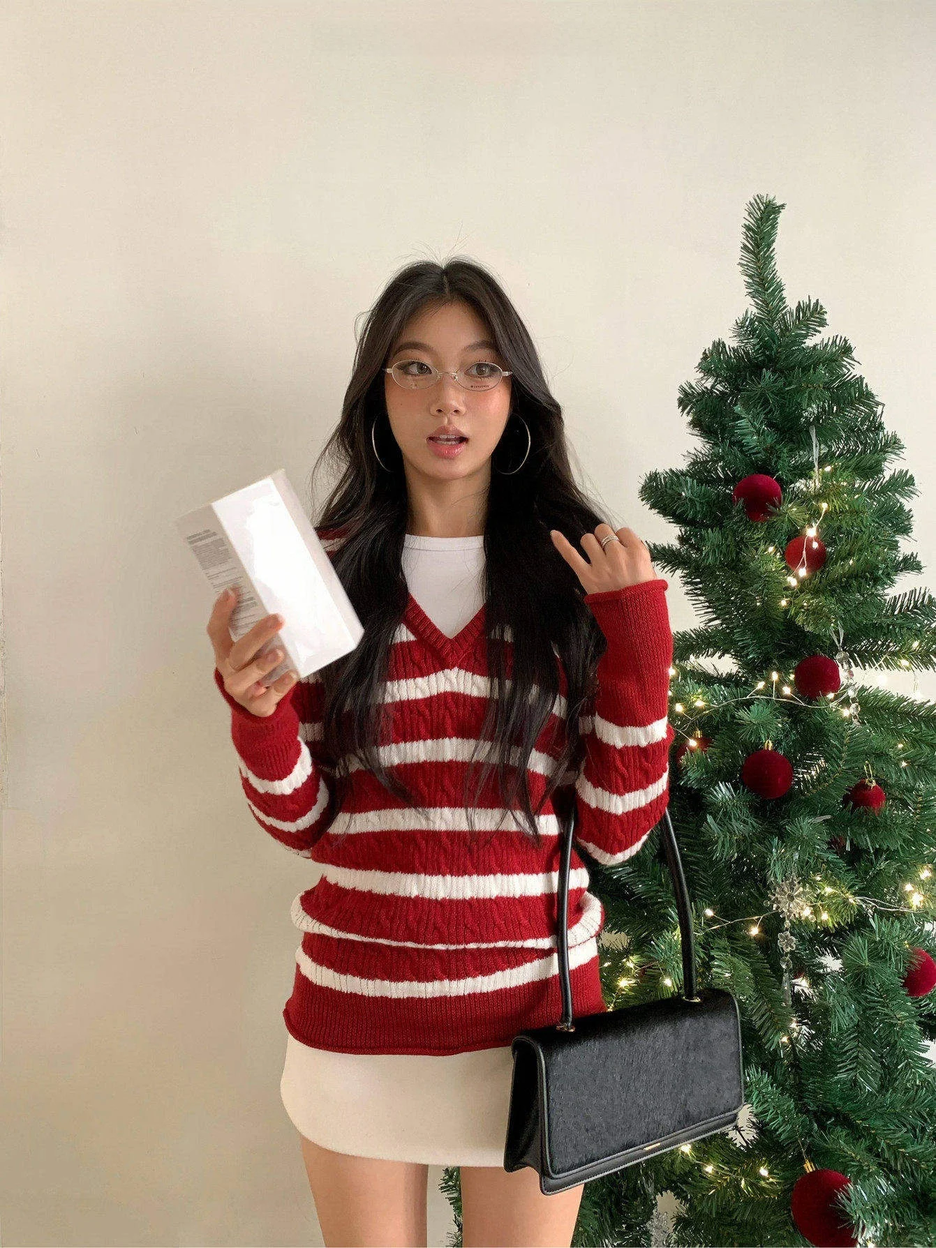 

Женский свитер Fortunee Cisas с V-образным вырезом, вязаный, в полоску, приталенный, осенне-зимний, модный, для повседневной носки, с длинным рукавом