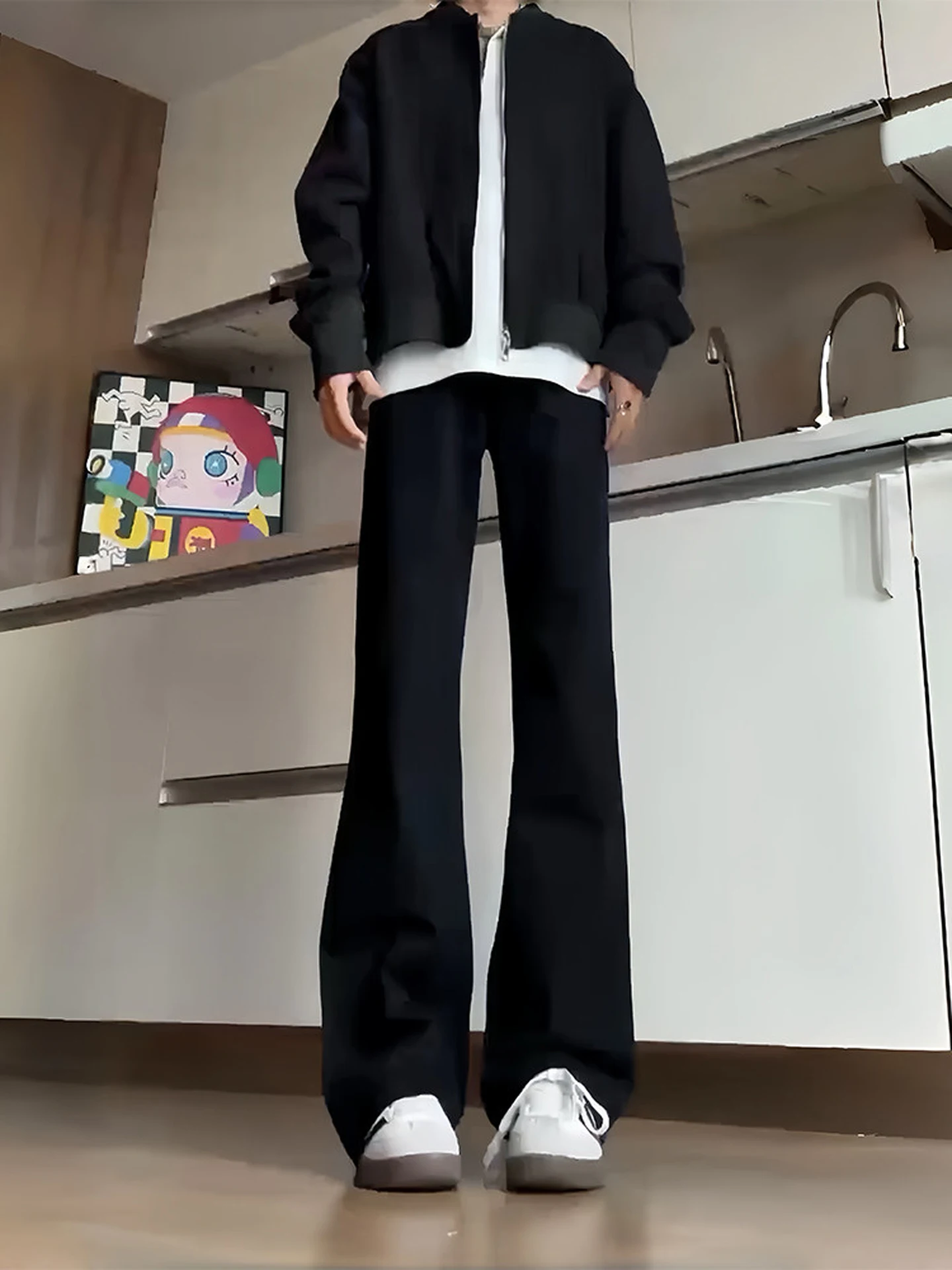 

Мужские джинсы Cleanfit с флисовой подкладкой, высокая талия, облегающий крой, зимние, черные, американские, прямые штанины