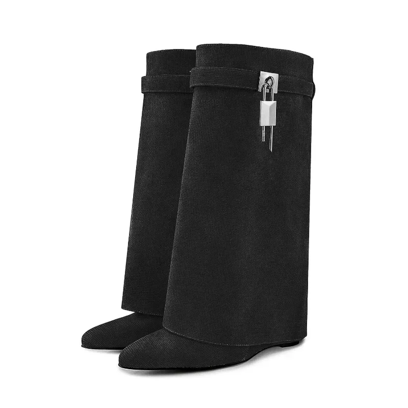 European and American High-quality Lock Buckle Pendant Sleeve Short Boots for Women\'s Autumn and Winter Fashion Skirts and Boots