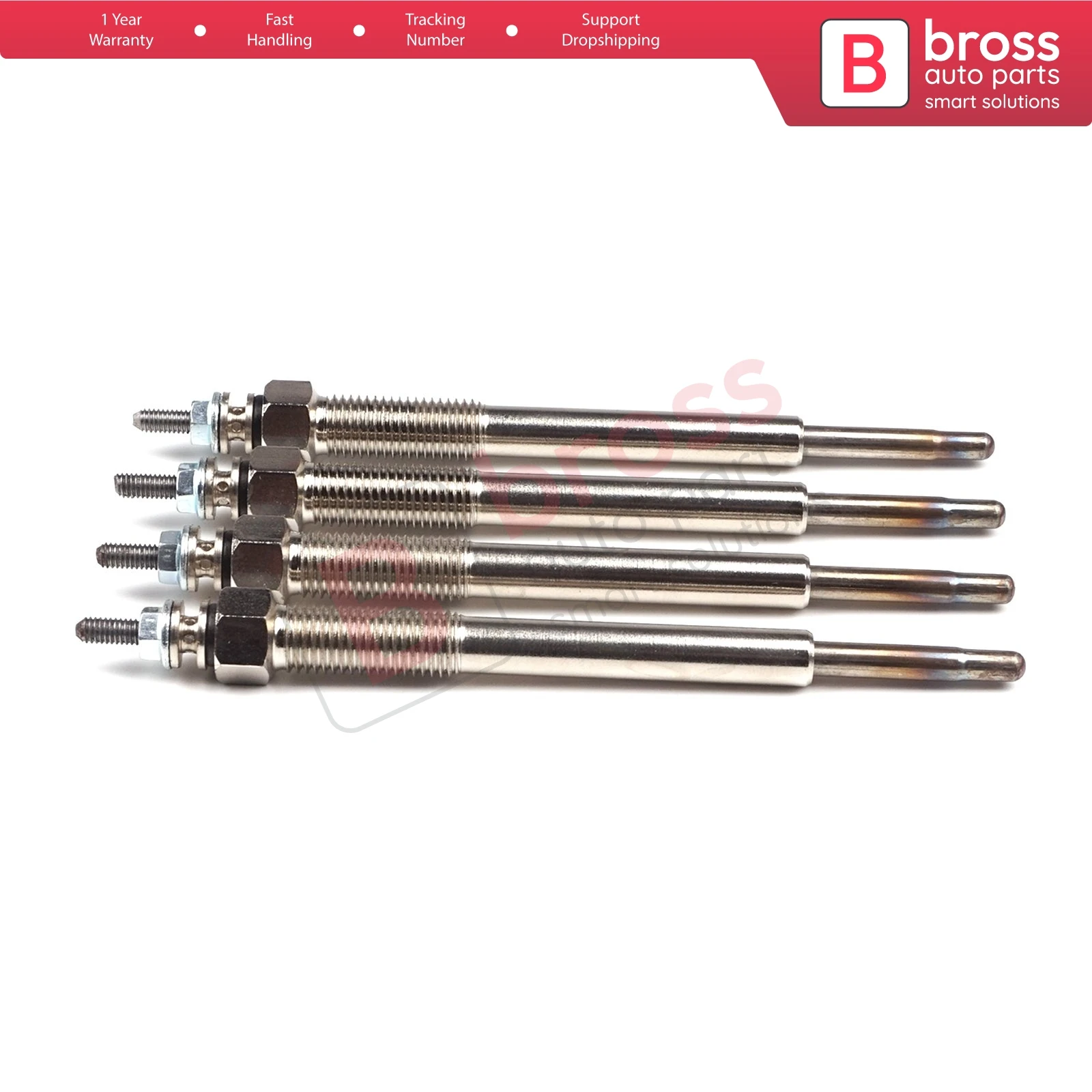 Bross Auto Parts BGP60-1 4 Pcs Heater Glow Plugs GJ1135KI, 0100226522 for Kia Hyundai 1.1-1.4-1.6 CRDI Ship From Turkey