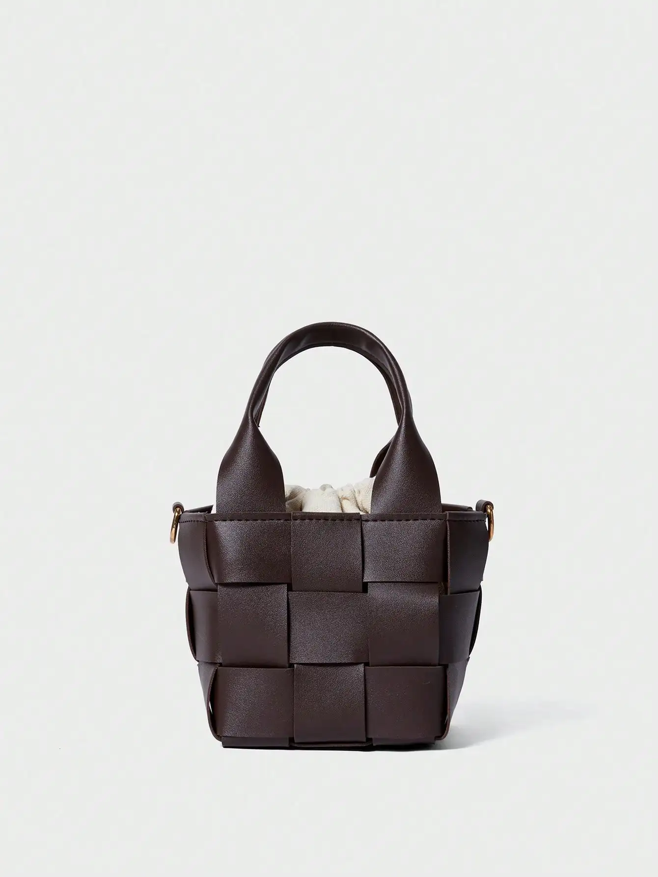 Modische, minimalistische, karierte Bucket Bag, leicht, mit verstellbarem Riemen, Damen-Handtasche mit Tragegriff für Urlaub, Reisen und den Alltag – Detail 6