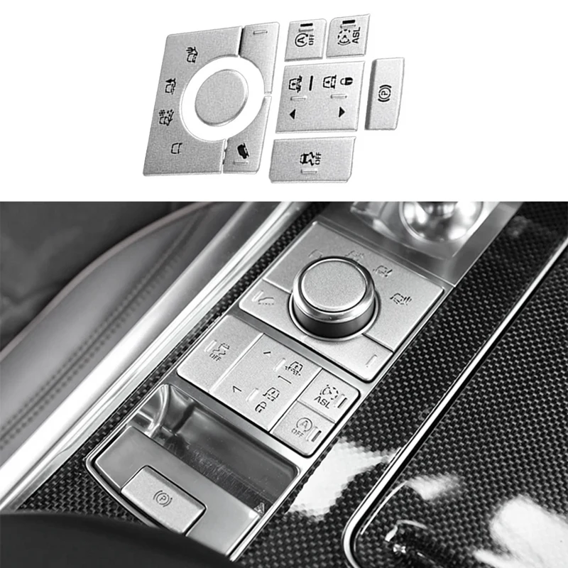 Car Interior Trim Center Console Terrain Mode Button Sticker Silver Metal For Land Rover Range Rover Sport 2014-2016