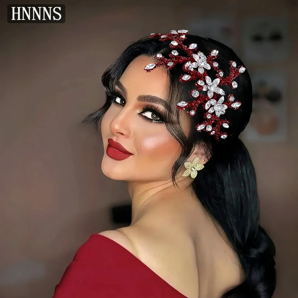 

HNNNS Rhinestone Bridal Jewelry Headpiece Unique Flowers Headband Glamour Women's Headwear Wedding Banquet Hair Accessories A385