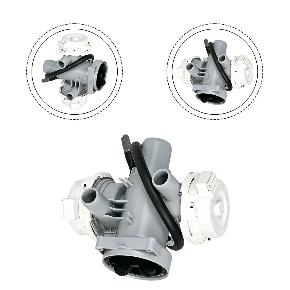 Drain Pump AHA75853803 Dual Head Replacement For LG Front Loading Washing Machine Parts Gray Plastic Rubber Accessory