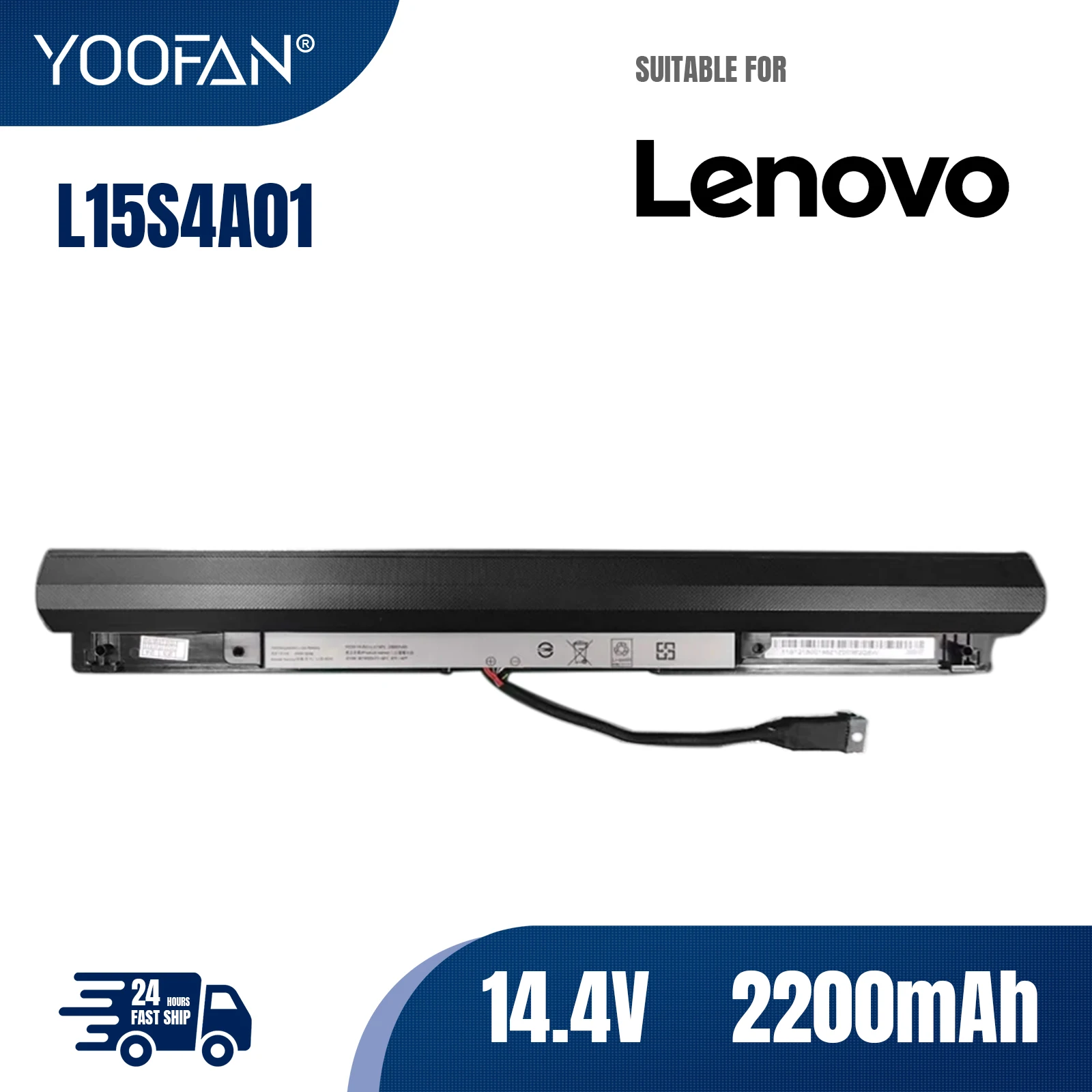 YOOFAN L15S4A01 L15L4A01 Battery For Lenovo Ideapad V4400 300-14IBR 300-15IBR 300-15ISK 100-14IBD 300-13ISK L15M4A01 L15S4E01