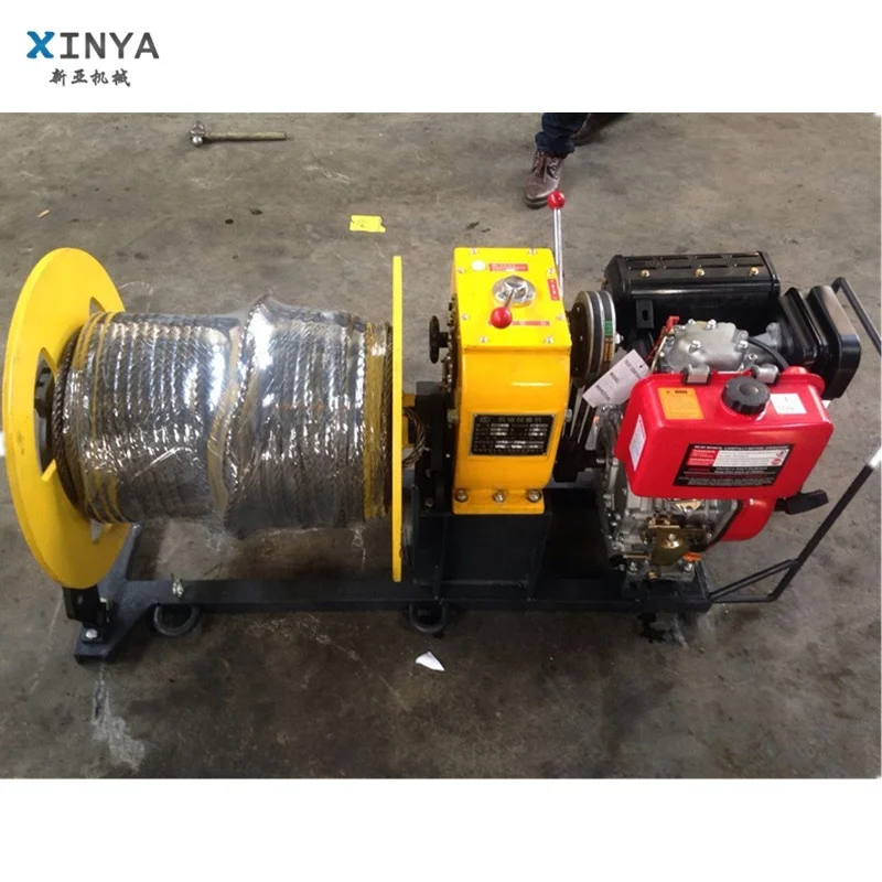 3 Ton Diesel Engine Winch With 200 Wire Rope for Cable Pulling During Tower Erection