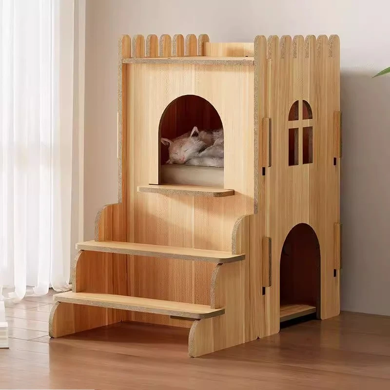 NordicNordic Minimalist Creativity Wooden Cat Kennel Winter Warm Pet Villa Outdoor Indoor Wooden House All Seasons