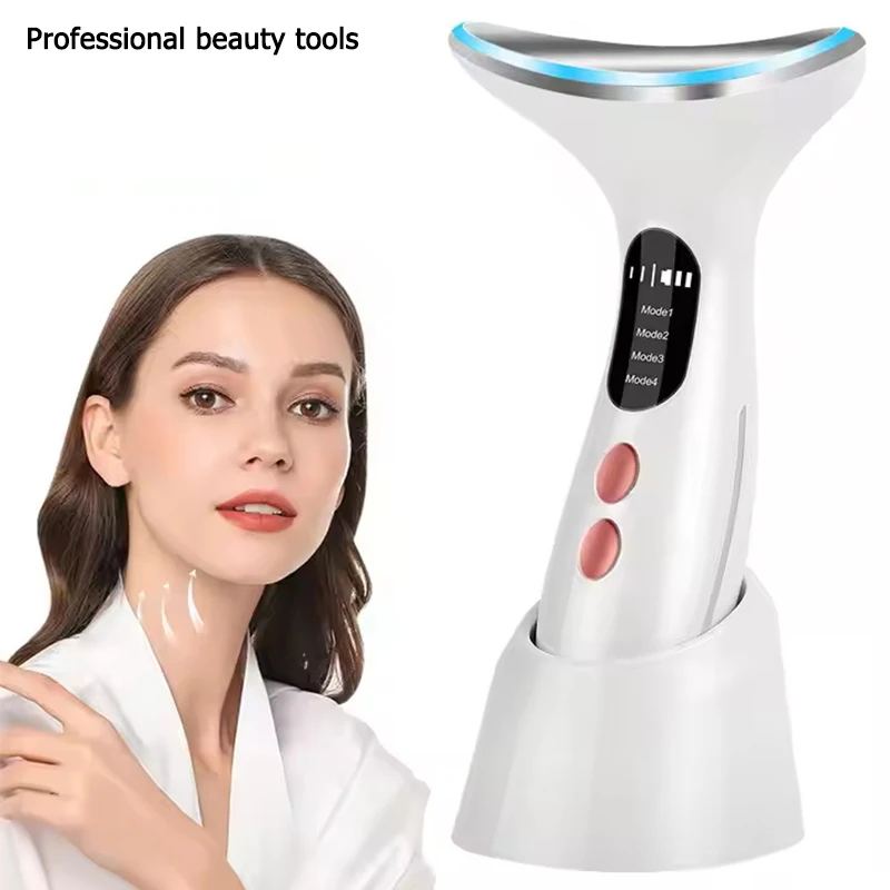 3-in-1 LED 페이셜 마사지 페이스 리프팅 머신 페이셜 넥 마사지 안티 에이징 링클 스킨 홈 페이셜 마사지 뷰티 도구