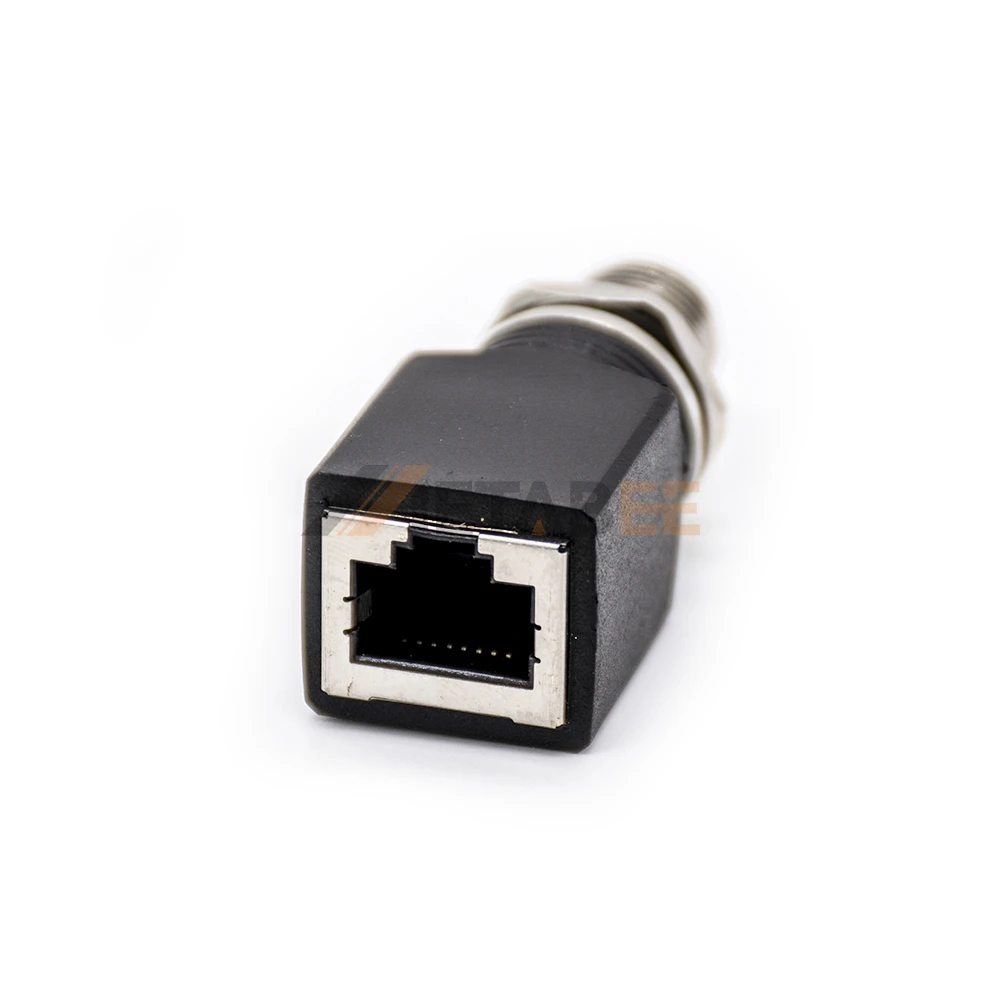 M12 RJ45 Adapter 8 Pin Bulkhead Copper Contact for Ethernet Railway 4/8 Pin 4Pin/8Pin AC/DC X Coded Connectors Bulk Connectors view 5