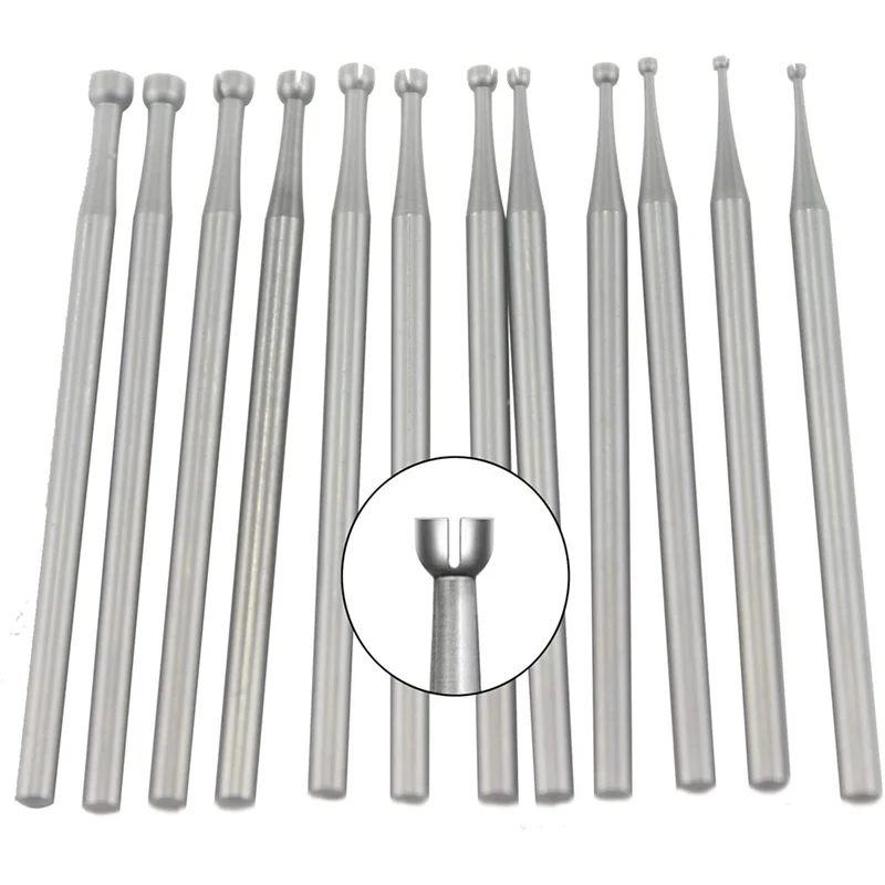 12 Uds. De brocas de boca abierta, vástago de 3/32 pulgadas, forma de copa de boca abierta, brocas redondas de alambre, ajuste de joyería, brocas de fabricación lapidaria