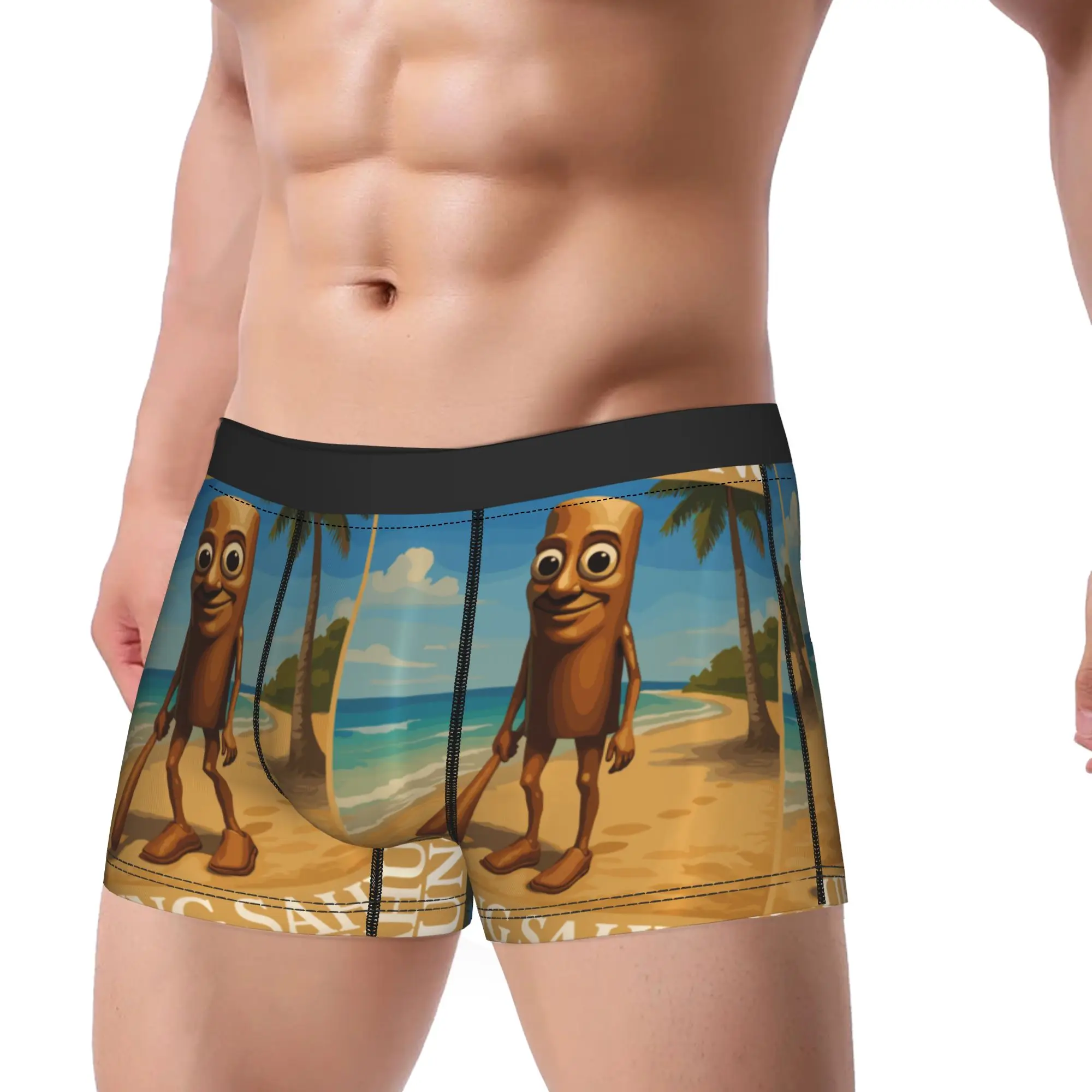 Surreal Italian Brainrot Meme Tung Tung Tung Sahur Underwear Pattern Boxer Shorts Quality Man Panties Soft Trend Boxer Brief