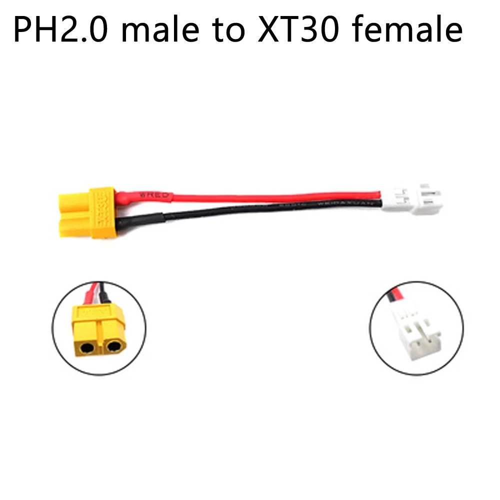 1PCS PH2.0 to XT60/XT30 Connector Male Female PH2.0-M XT60-F XT30-F Extension 14AWG Silicone Wire for RC Battery Motor Adapter