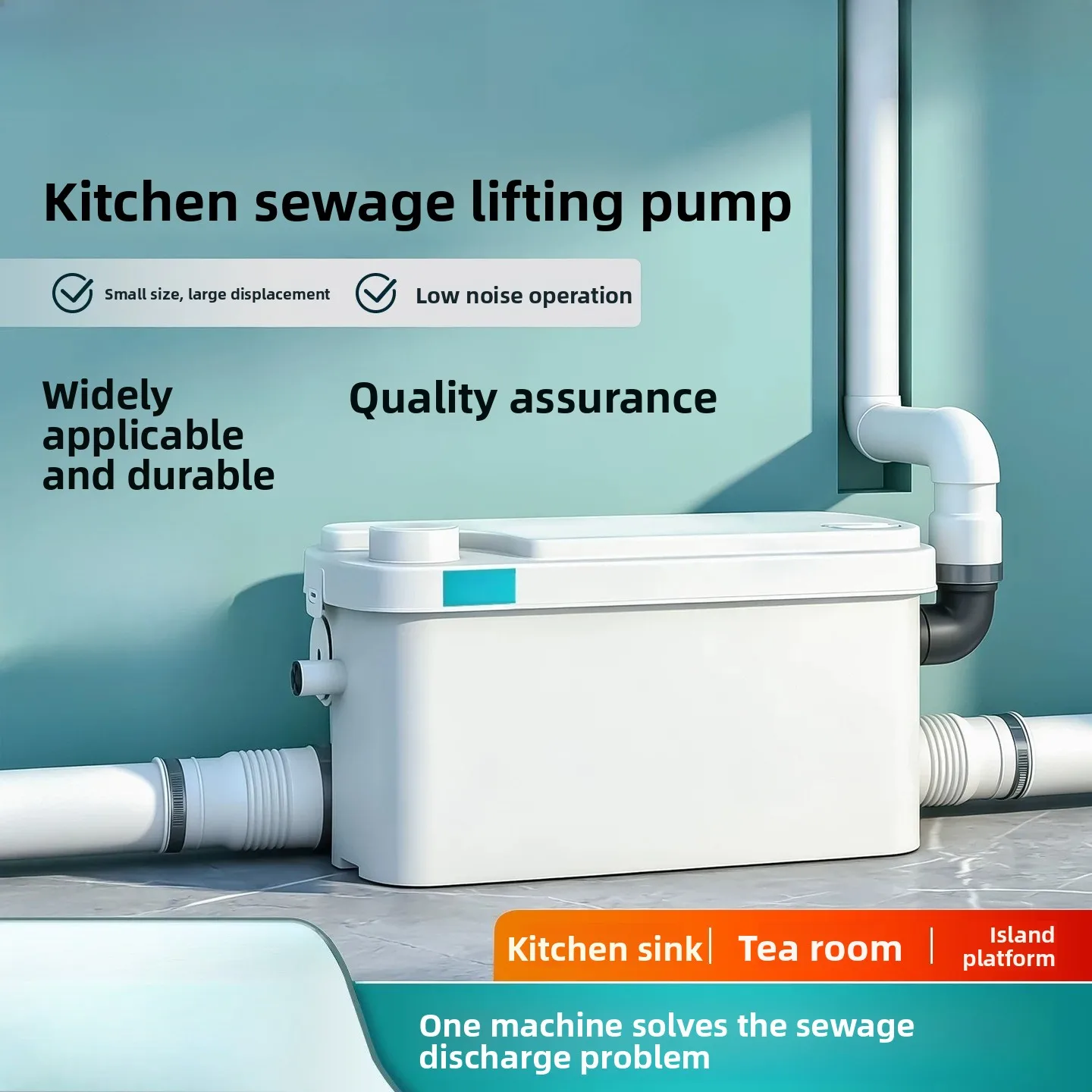 Kitchen Sewage Lift Pump, Commercial Grinder Pump for Basement Mall Toilet Waste, Office Building Drainage Ejector