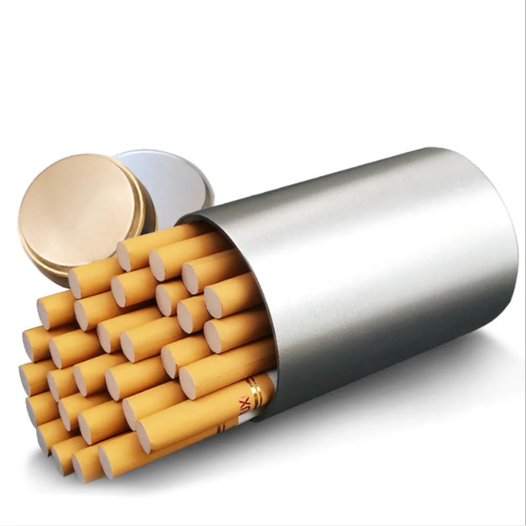 

30PCS Capacity Cigar Cigarette Can Stainless Steel Storage Tank Cigarette Case Waterproof