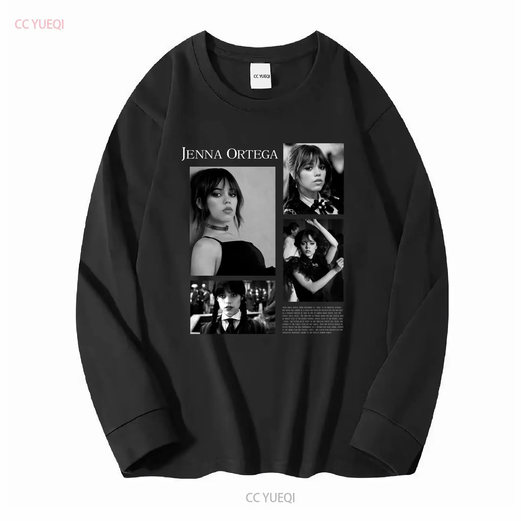 تي شيرت Jenna Ortega SweaT المحدود للرجال والنساء بأكمام طويلة أو قصيرة، جرافيك ملابس مصمم عتيق مغسول وجيد التهوية #3