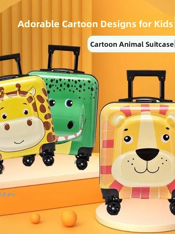 8インチ子供用スーツケース、漫画デザイン、キャリーオン、ユニバーサルホイール付き、旅行用、女の子、男の子向けローリングバッグ